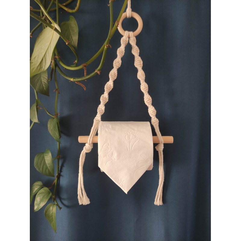 Macramé support papier toilette grand modèle