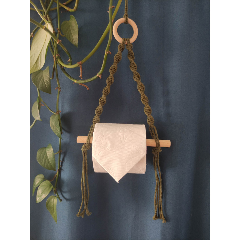 Macramé support papier toilette grand modèle